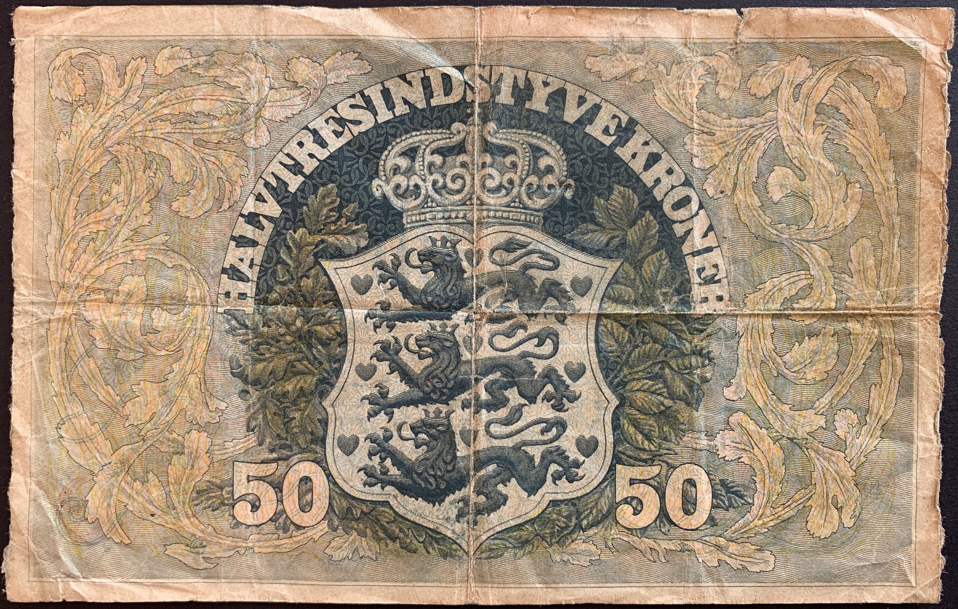 Denmark 50 Kroner 1942 P-32d vintage banknote from world war 2