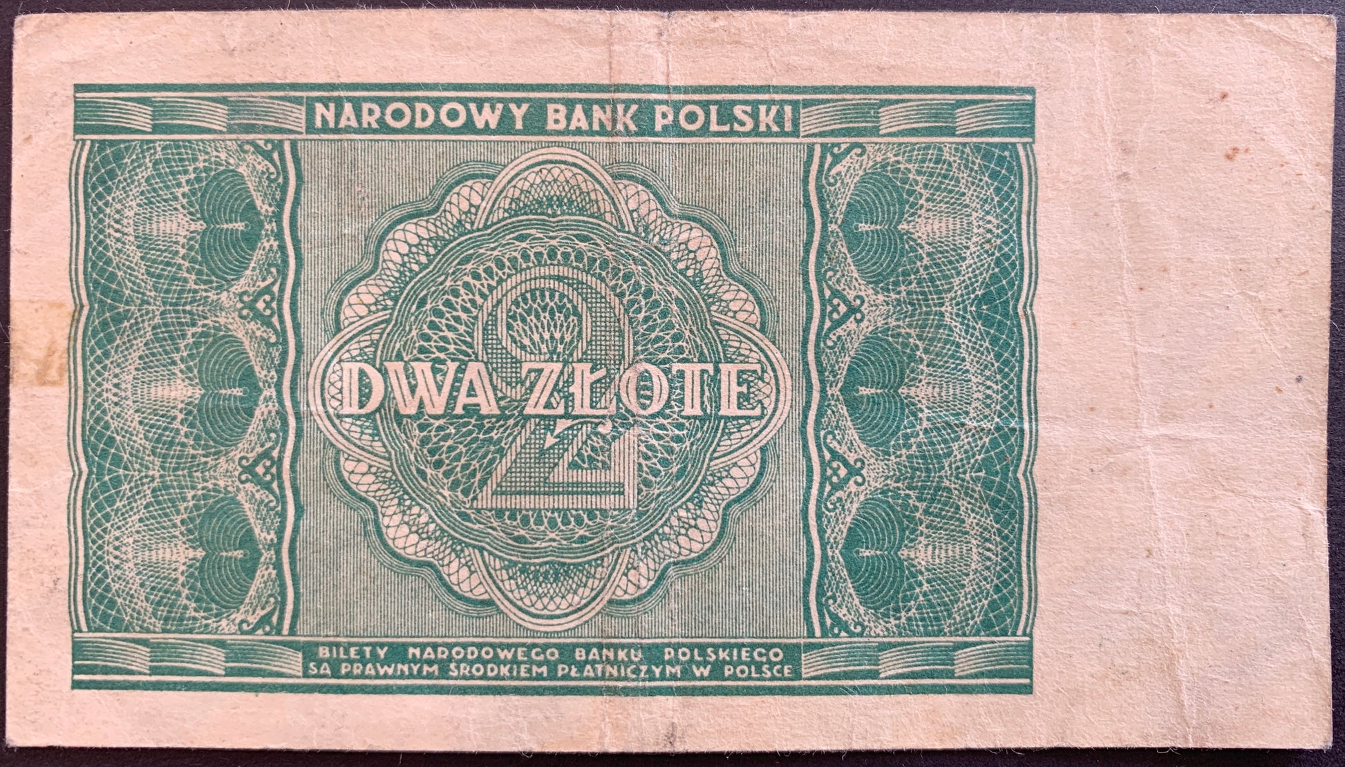 Poland 2 Zloty 1946 P-124 vintage polish banknote