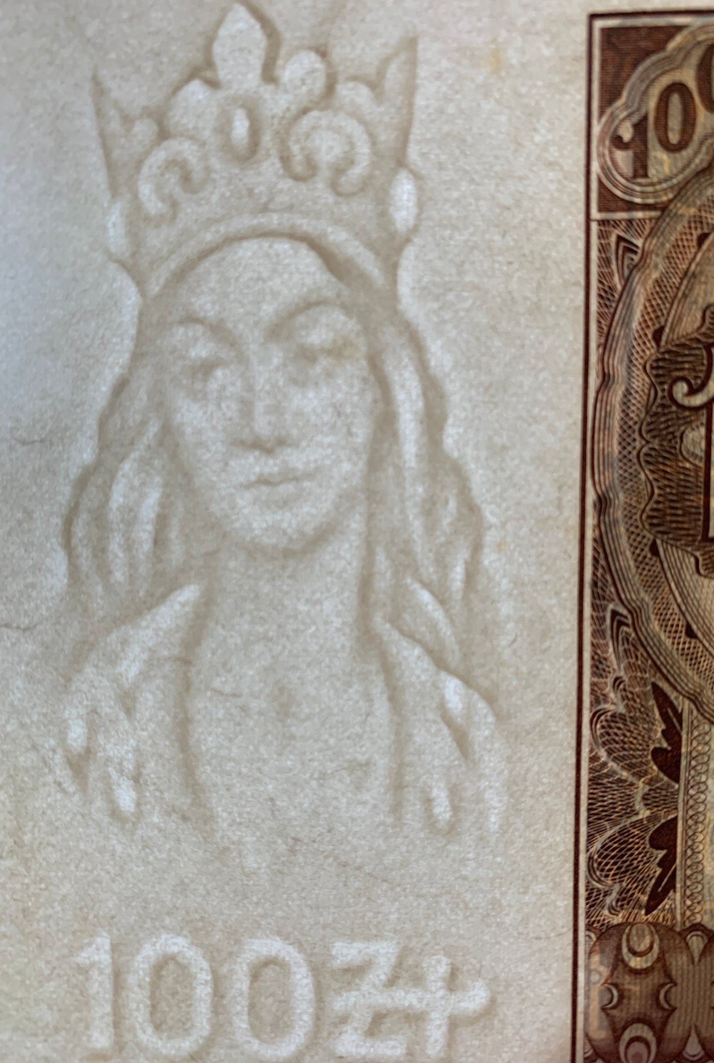Poland 100 Zlotych 1934 P-75 XF vintage banknote watermark portrait of Queen Jadwiga