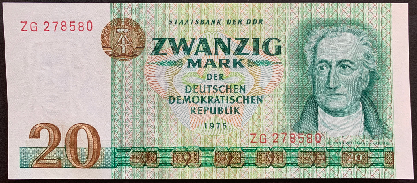 Germany 20 Mark 1975 P-29 UNC vintage REPLACEMENT NOTE with portrait of Goethe