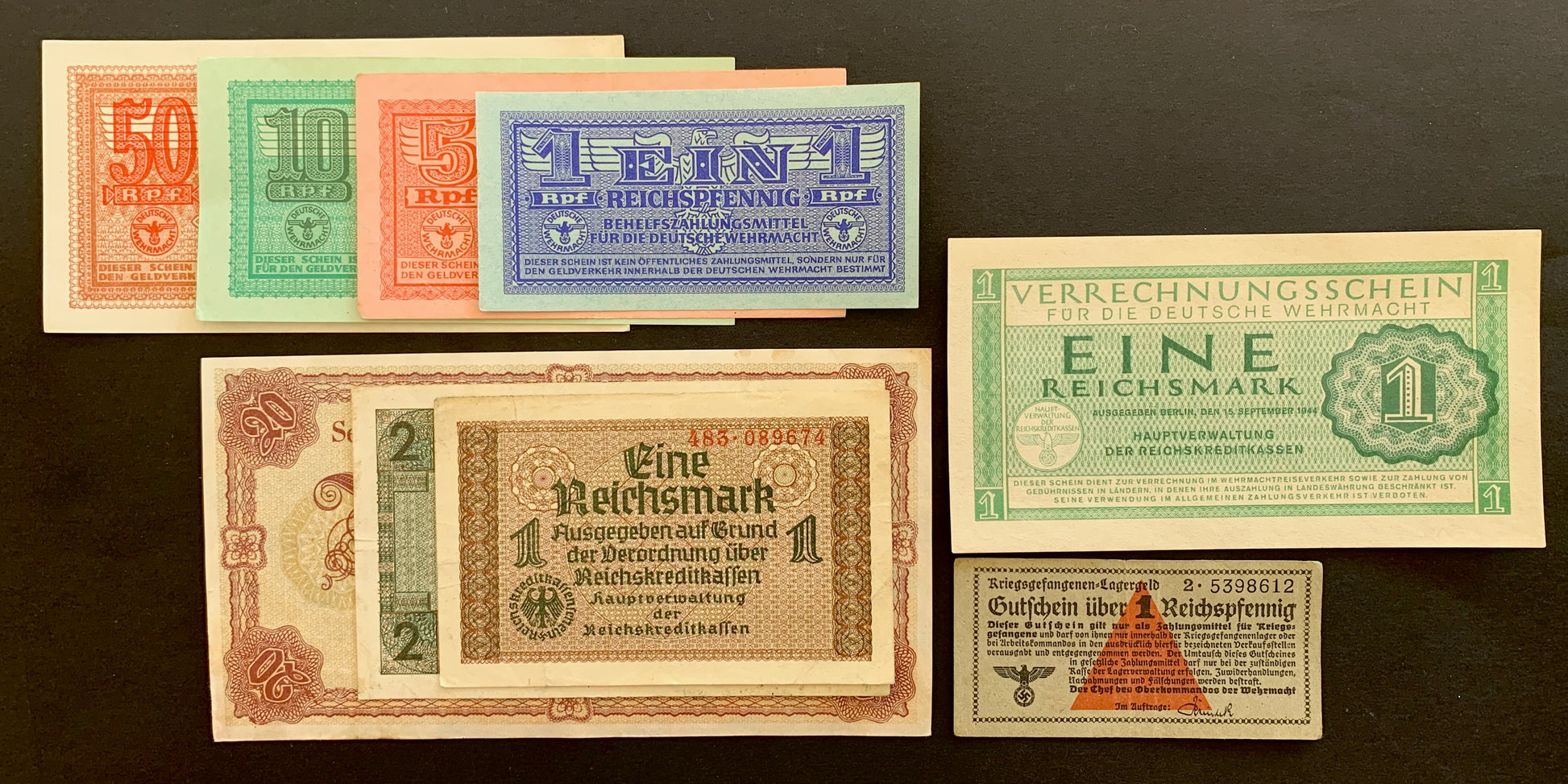 World War II Reichsmark Vintage Banknote Bundle