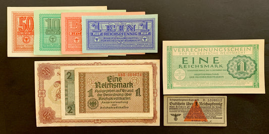 World War II Reichsmark Vintage Banknote Bundle