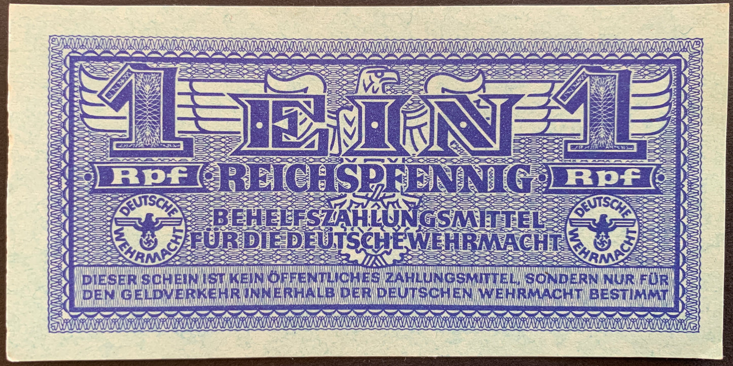 Germany, Deutsche Wehrmacht 1 Reichspfennig ND (1942) P-M32 vintage local banknote