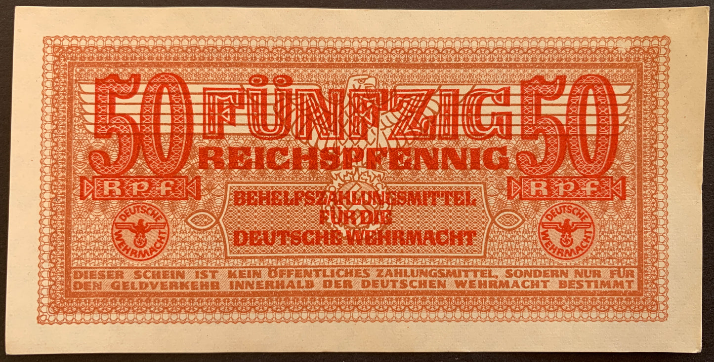 Germany, Deutsche Wehrmacht 50 Reichspfennig ND (1942) P-M35 vintage local banknote