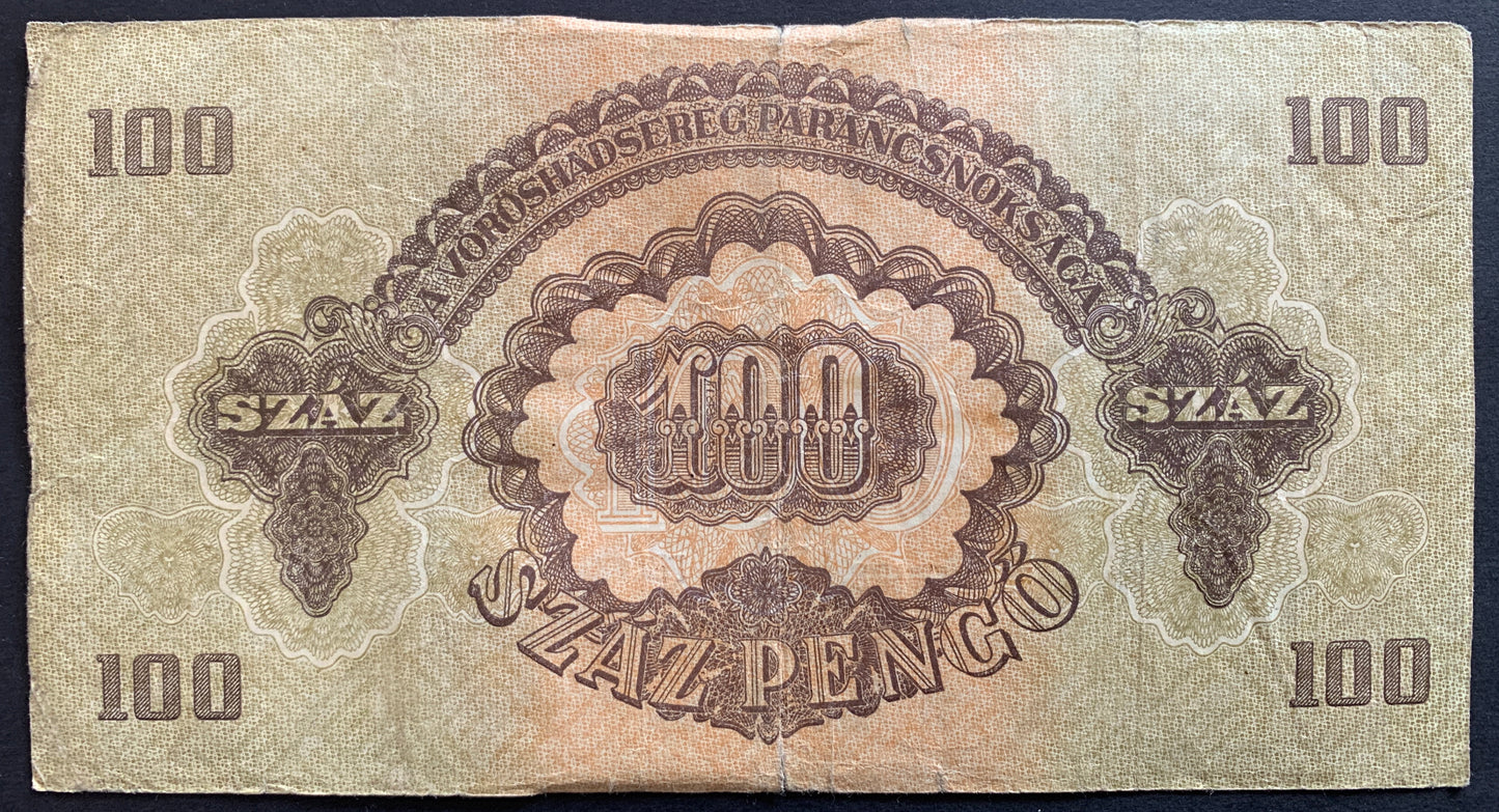 Hungary Russian Occupation 100 Pengő 1944 P-M8 vintage banknote