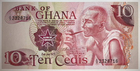 Ghana 10 Cedis 1978 P-16f UNC