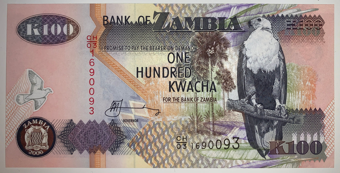 Zambia 100 Kwacha 2006 P-38f UNC