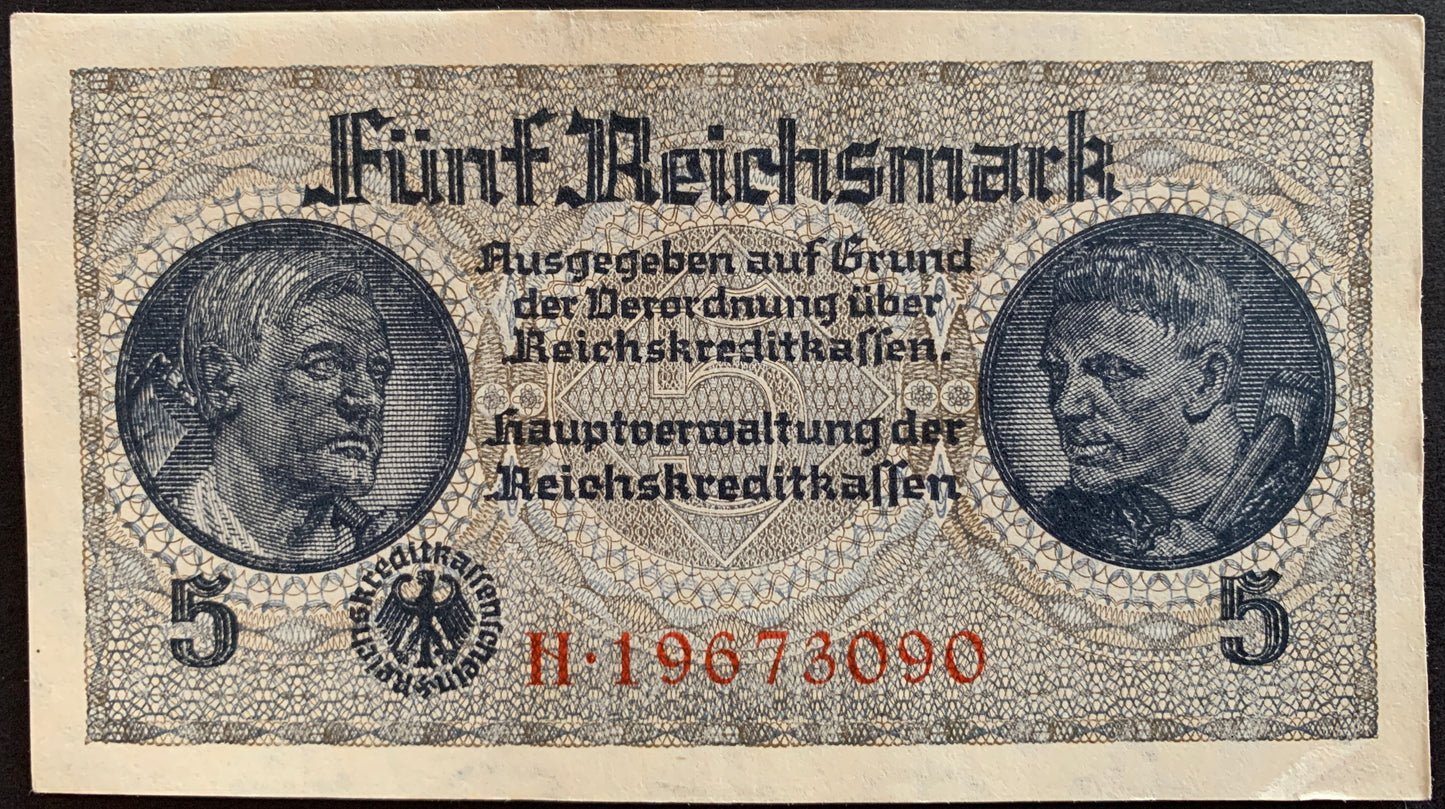 Germany 5 Reichsmark ND (1940-45) P-R138b vintage banknote from world war 2