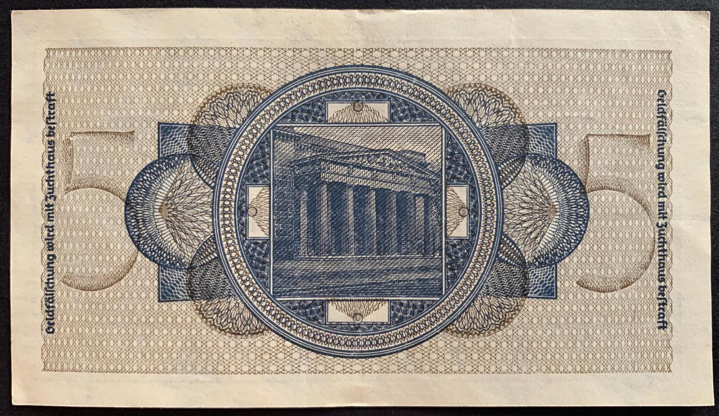 Germany 5 Reichsmark ND (1940-45) P-R138b vintage banknote
