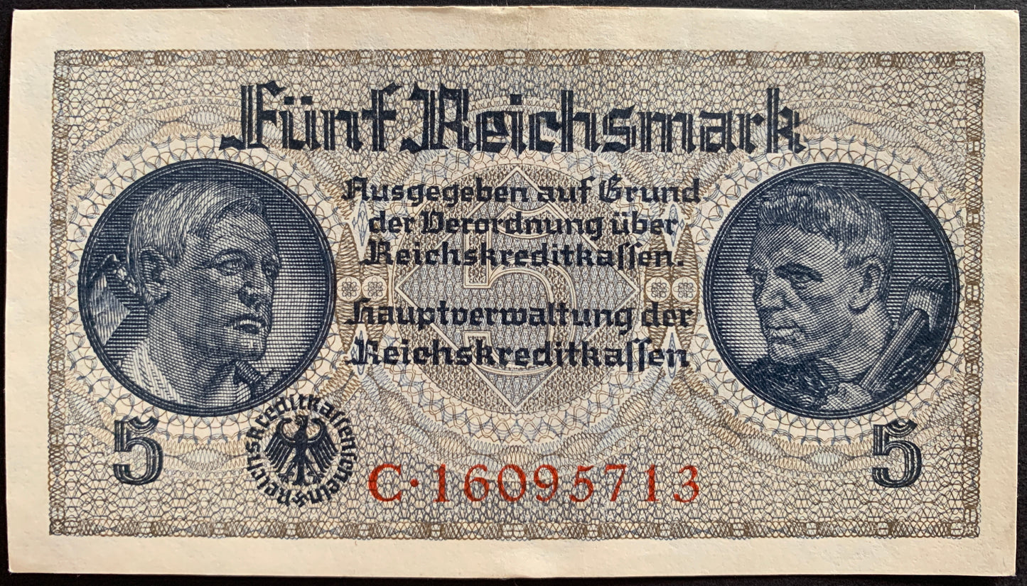 Germany 5 Reichsmark ND (1940-45) P-R138b vintage banknote