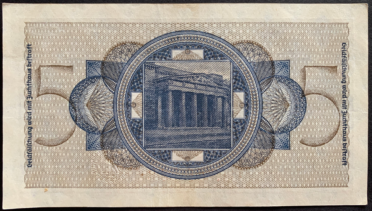 Germany 5 Reichsmark ND (1940-45) P-R138a XF-AUNC consecutive banknotes