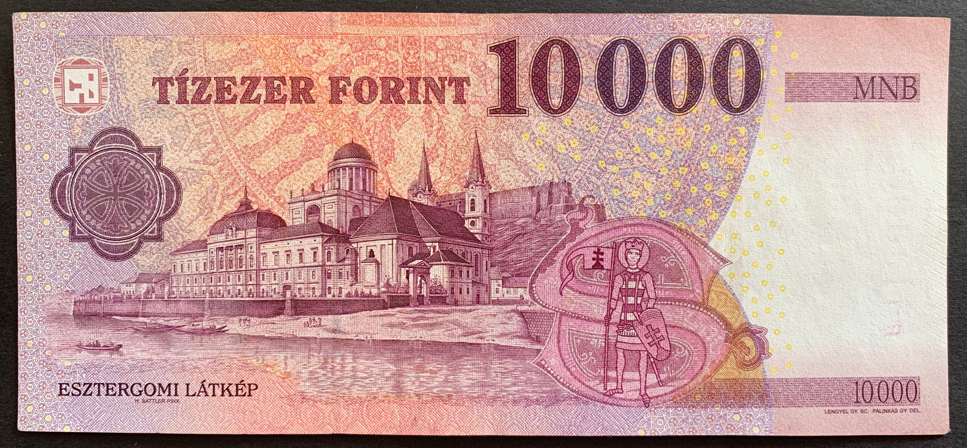 Hungary 10 000 Forints 2015 P-206 PALINDROME Serial number banknote with Esztergom Palace