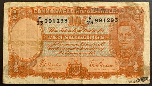 Commonwealth of Australia 10 Shillings ND (1939-1931) P-25a vintage banknote with portrait of king George VI