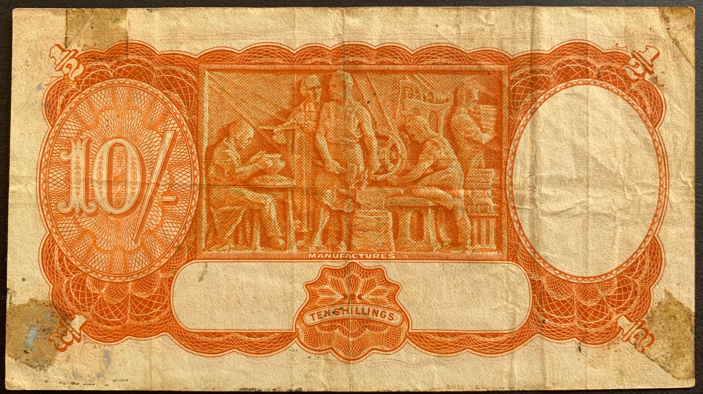 Commonwealth of Australia 10 Shillings ND (1939-1931) P-25a vintage banknote with manufactures