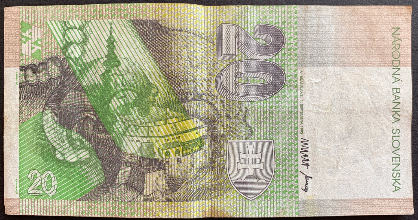 Slovakia 20 Korún 1993 P-20a banknote