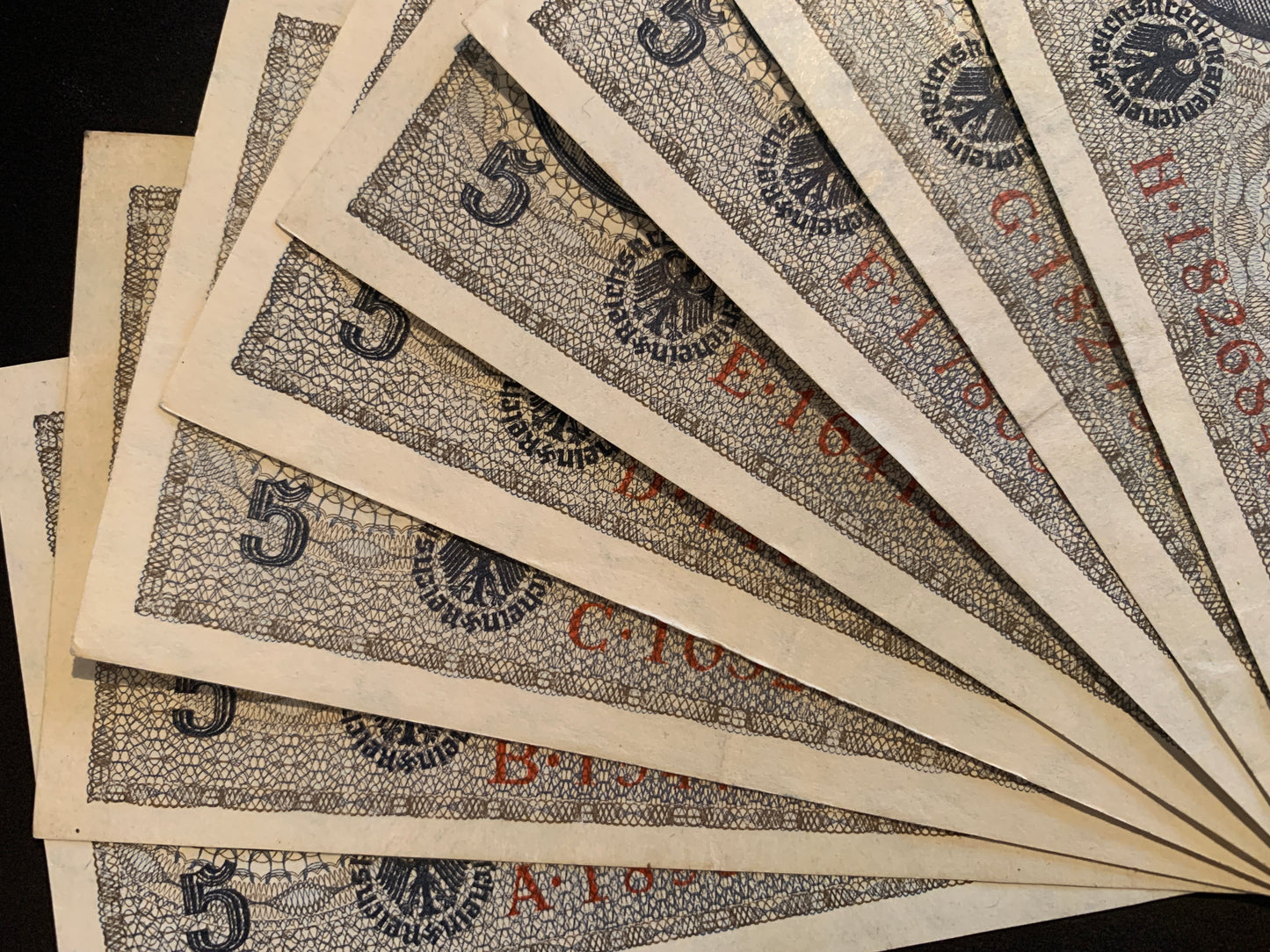 Germany 5 Reichsmark ND (1940-45) P-R138b PREFIX BUNDLE