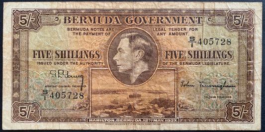 Bermuda 5 Shillings 1937 P-8b VF
