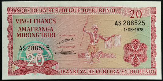 Burundi 20 Francs 1979 P-27a UNC