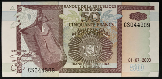 Burundi 50 Francs 2003 P-36d UNC