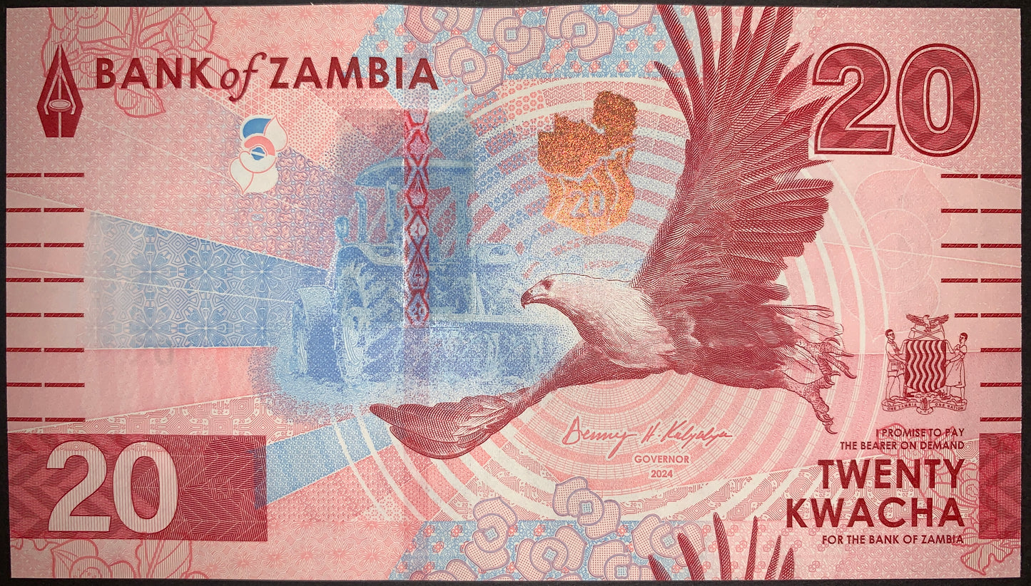 Zambia 2024 UNC Modern Banknote Bundle Set – 10, 20, 50, 100 Kwacha