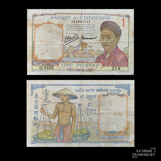 Indochina 1 Piastre ND (1949) P-54e VF – front and back