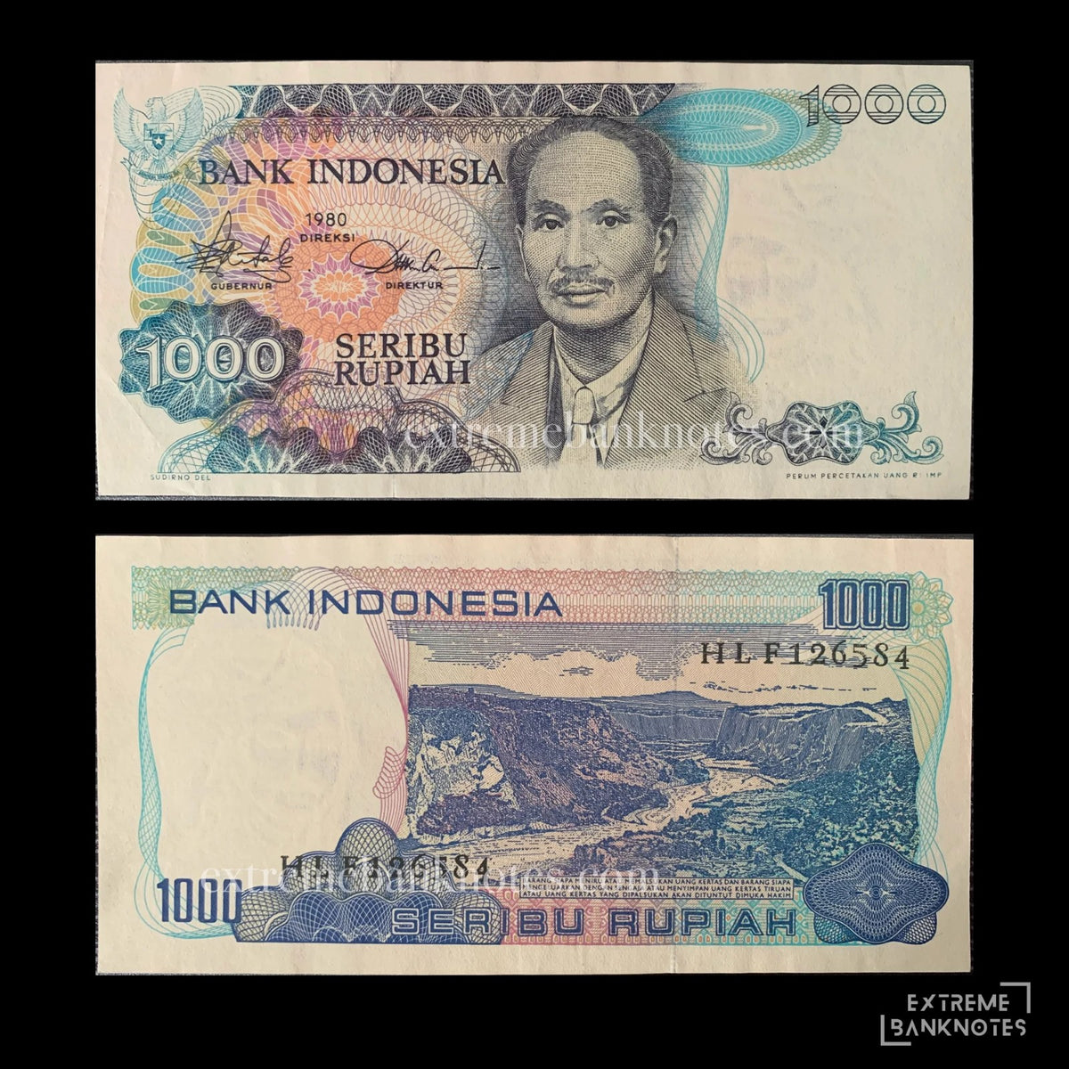 Indonesia 1000 Rupiah 1980 P-119 VF – front and back