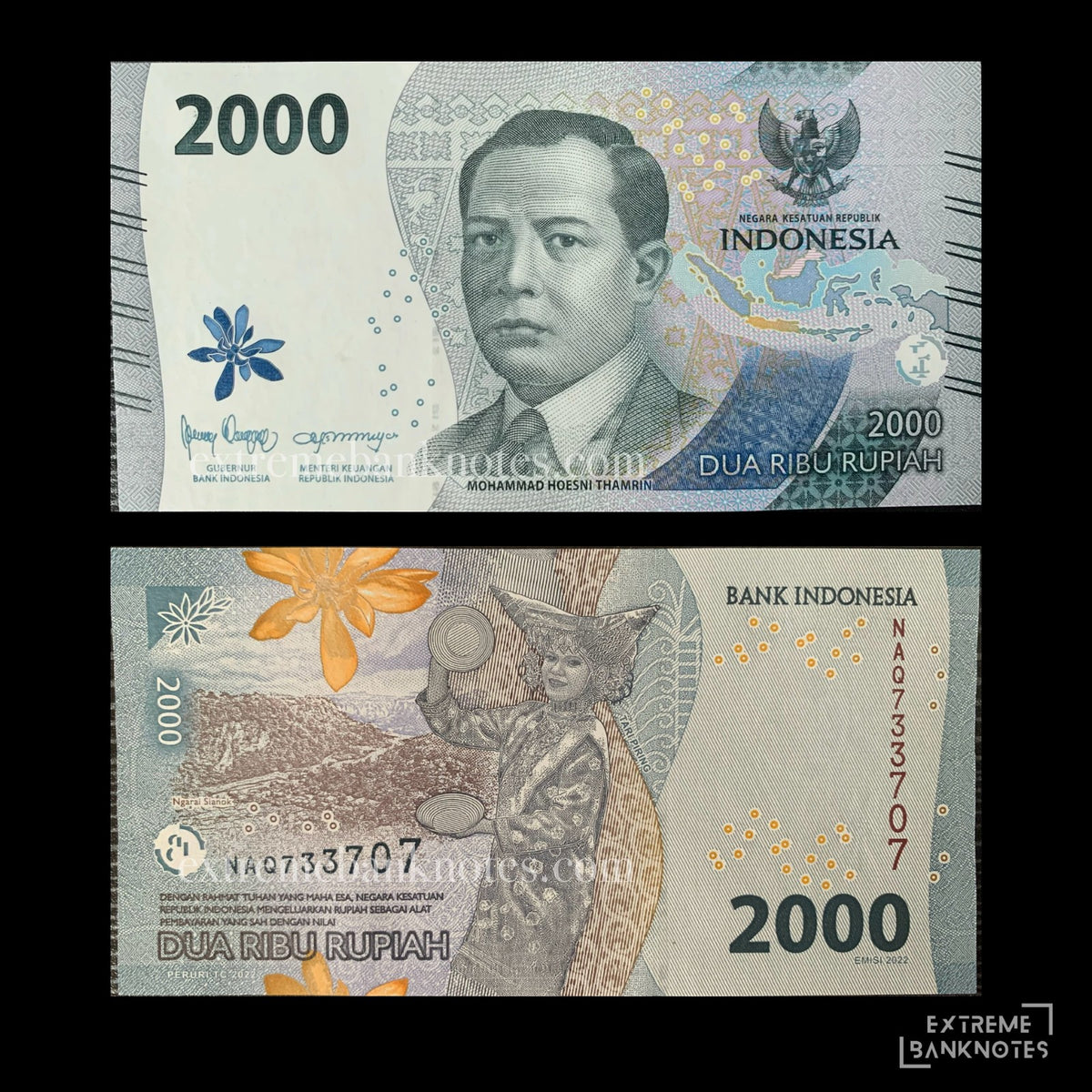 Indonesia 2000 Rupiah 2022 P-618a UNC – front and back