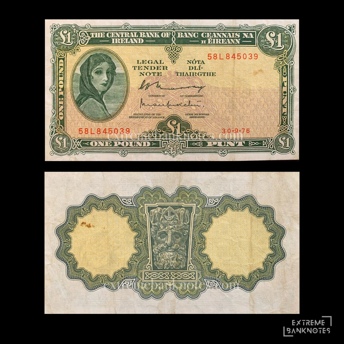 Ireland 1 Pound 1976 P-64d VF – front and back