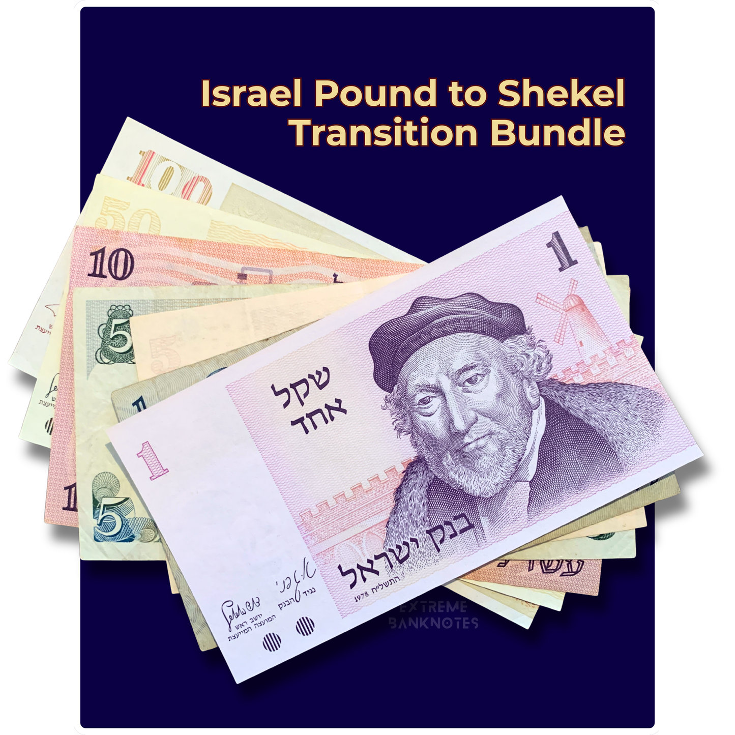 Israel Pound to Shekel Transition Banknote Collection
