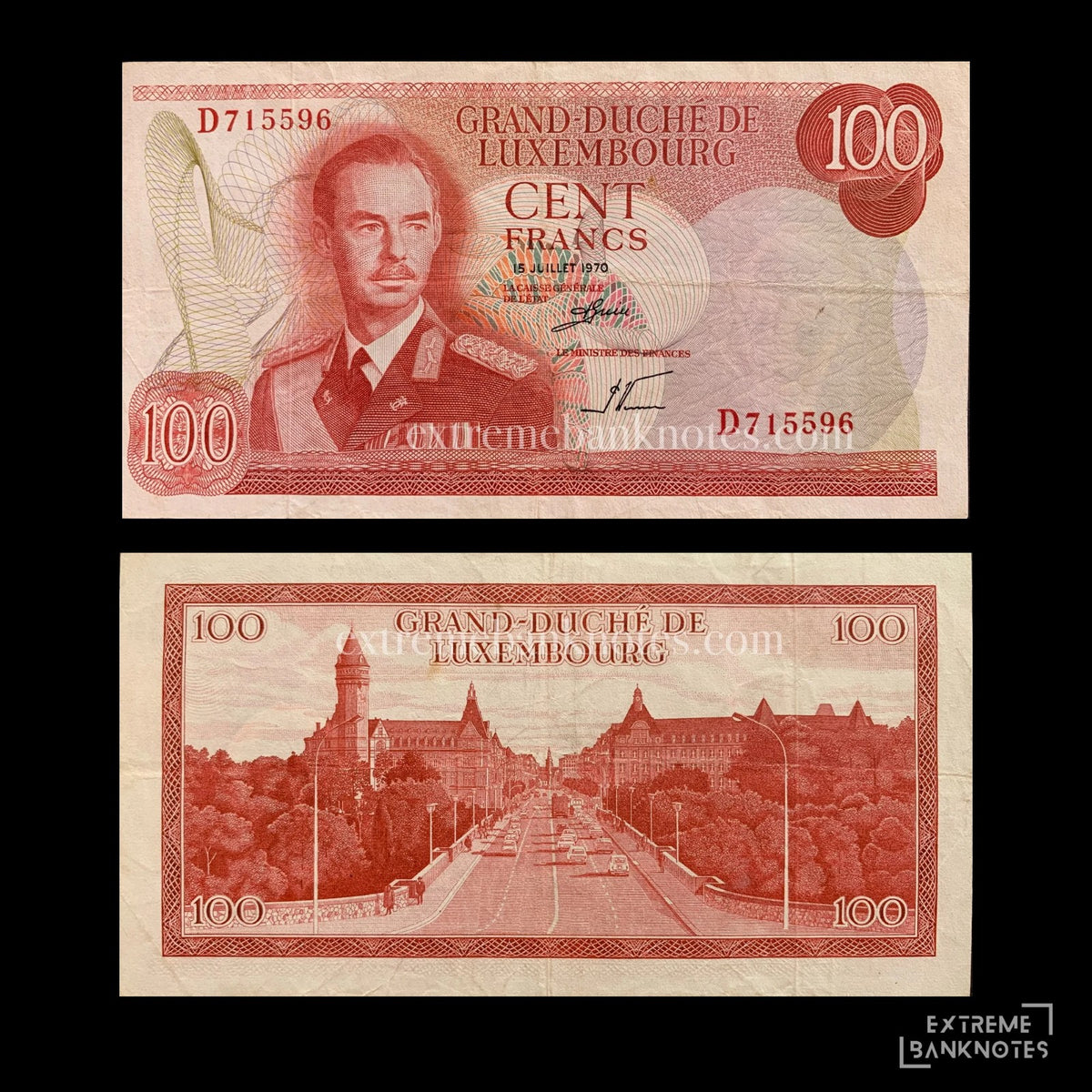 Luxembourg 100 Francs 1970 P-56 VF – front and back