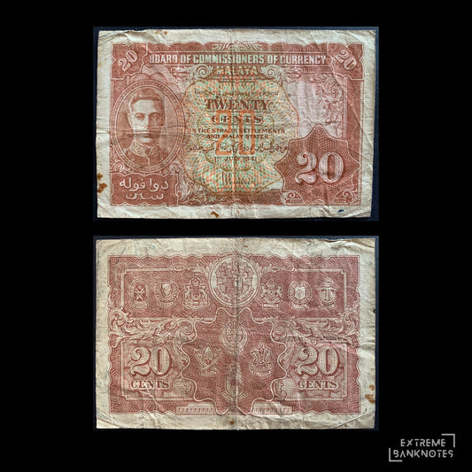 Malaya 20 Cents 1941 P-9 VF – front and back