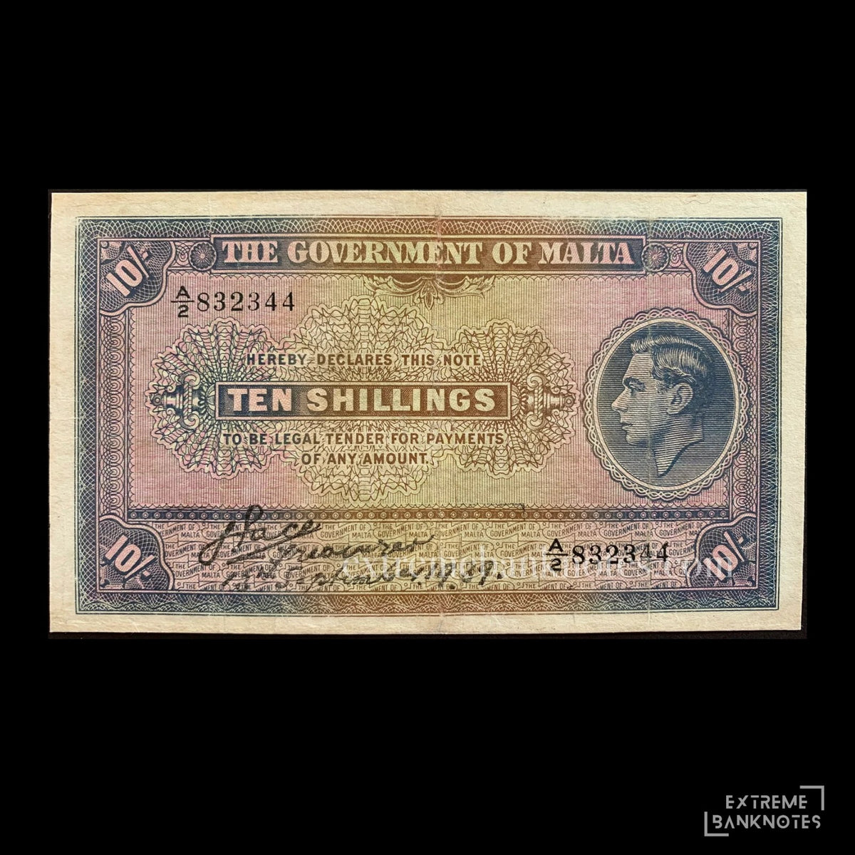 Malta 10 Shillings 1939 P-13 F