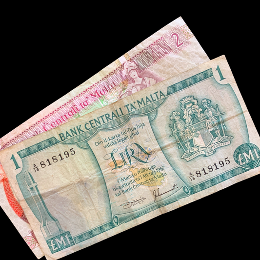 Malta VF Liri Collectible Banknote Pair
