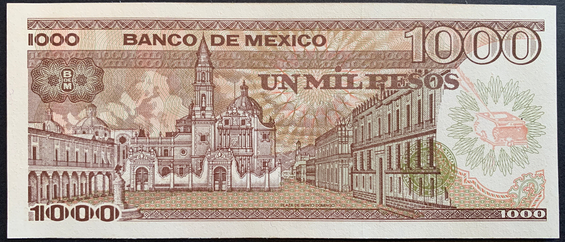 México 1000 Pesos 1985 P-85 vintage banknote with church