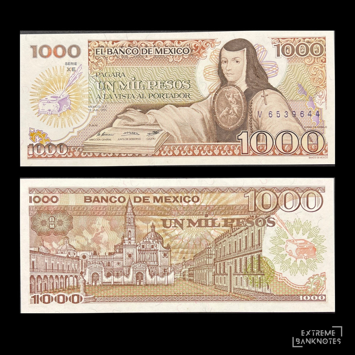 Mexico 1000 Pesos 1985 P-85b UNC – front and back