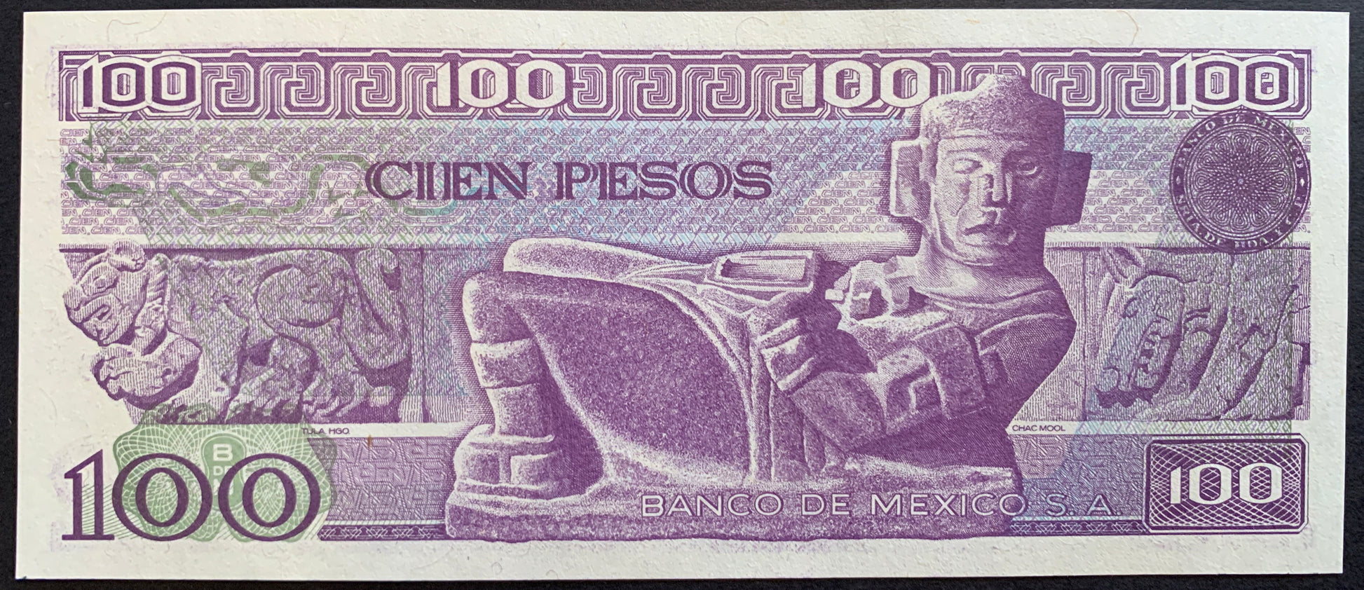 México 100 Pesos 1982 P-74c vintage banknote with traditional statue