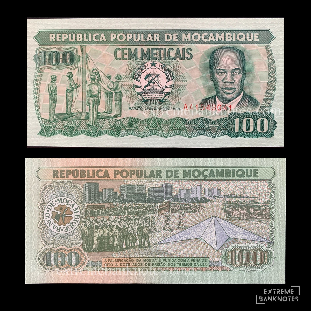 Mozambique 100 Meticais 1989 P-130c UNC – front and back