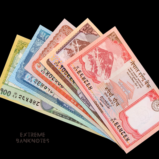 Nepal Modern Collectible Banknote Bundle on black background