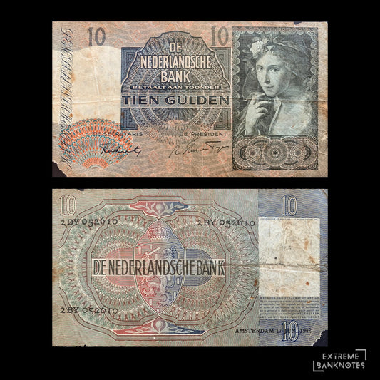 Netherlands 10 Gulden 1942 P-56 G – front and back