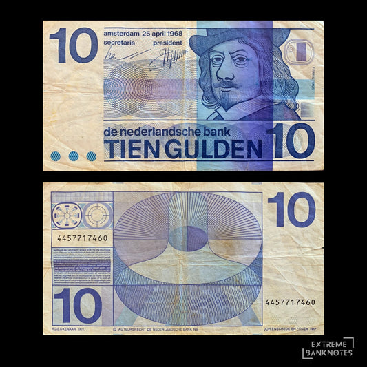Netherlands 10 Gulden 1968 P-91b F – front and back