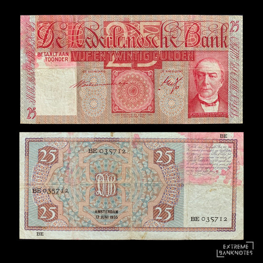 Netherlands 25 Gulden 1935 P-50 F+ – front and back
