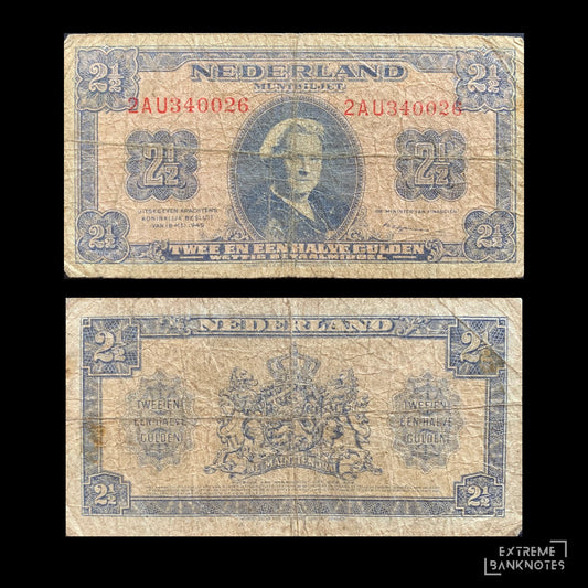 Netherlands 2½ Gulden 1945 P-71 F – front and back
