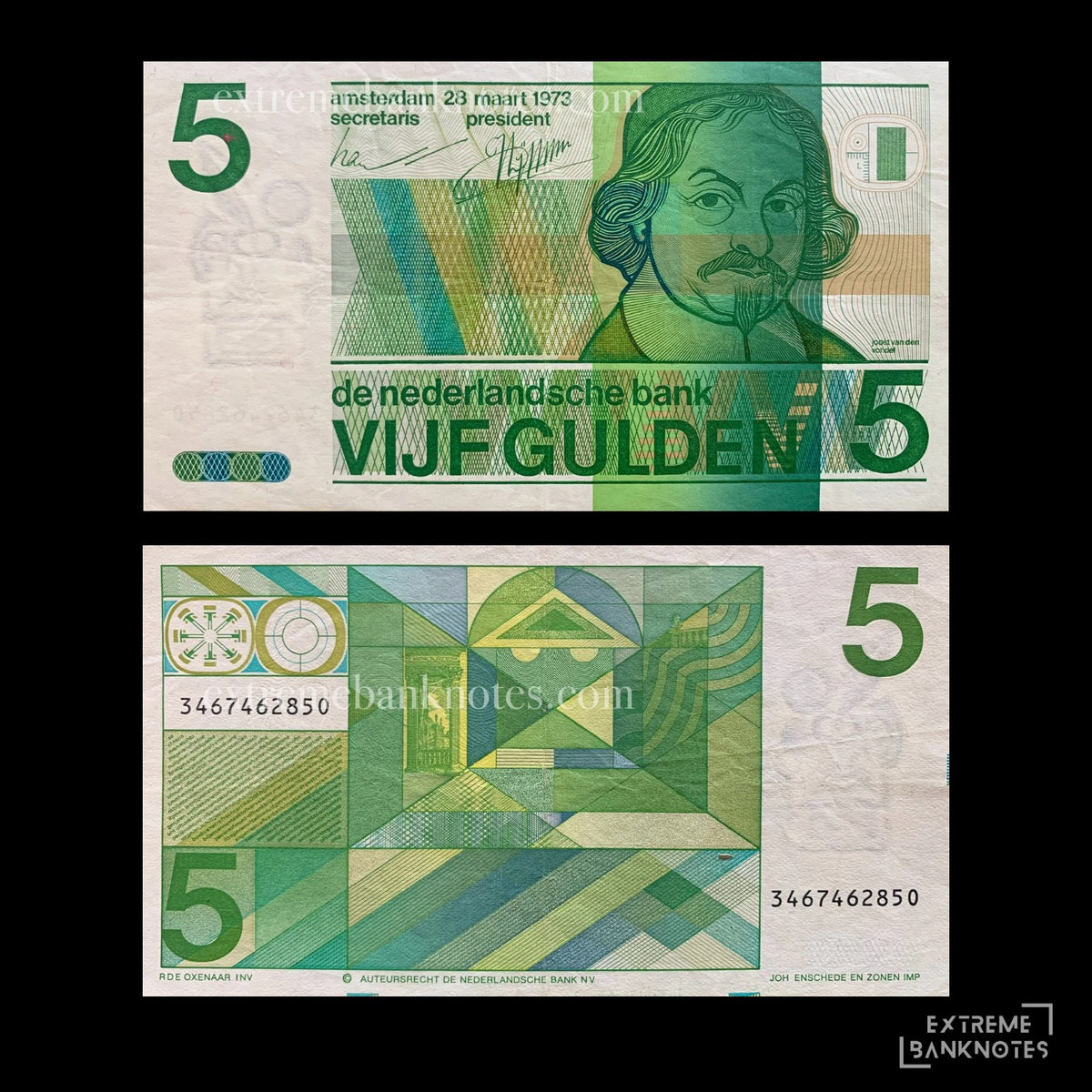 Netherlands 5 Gulden 1973 P-95 VF – front and back
