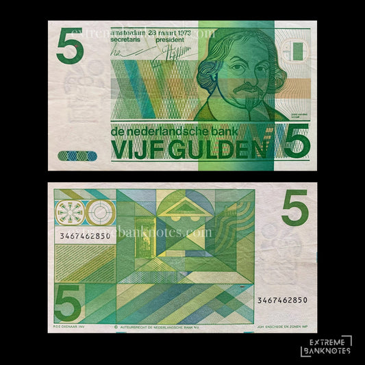 Netherlands 5 Gulden 1973 P-95 VF – front and back
