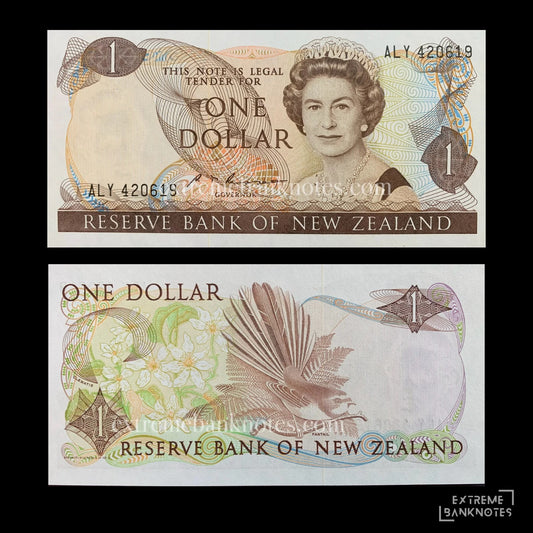 New Zealand 1 Dollar ND (1985-1989) P-169b UNC – front and back