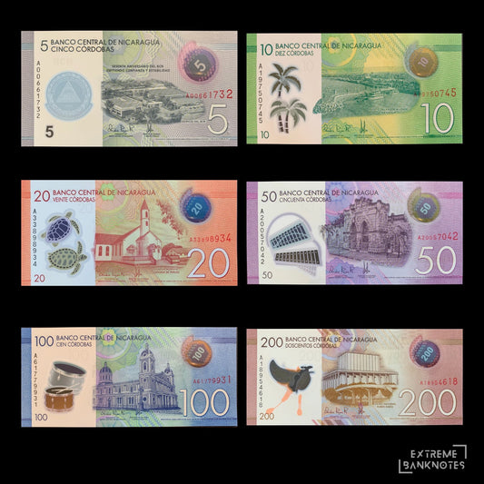 Nicaragua 5–200 Córdobas 2014 UNC – Complete Polymer Set