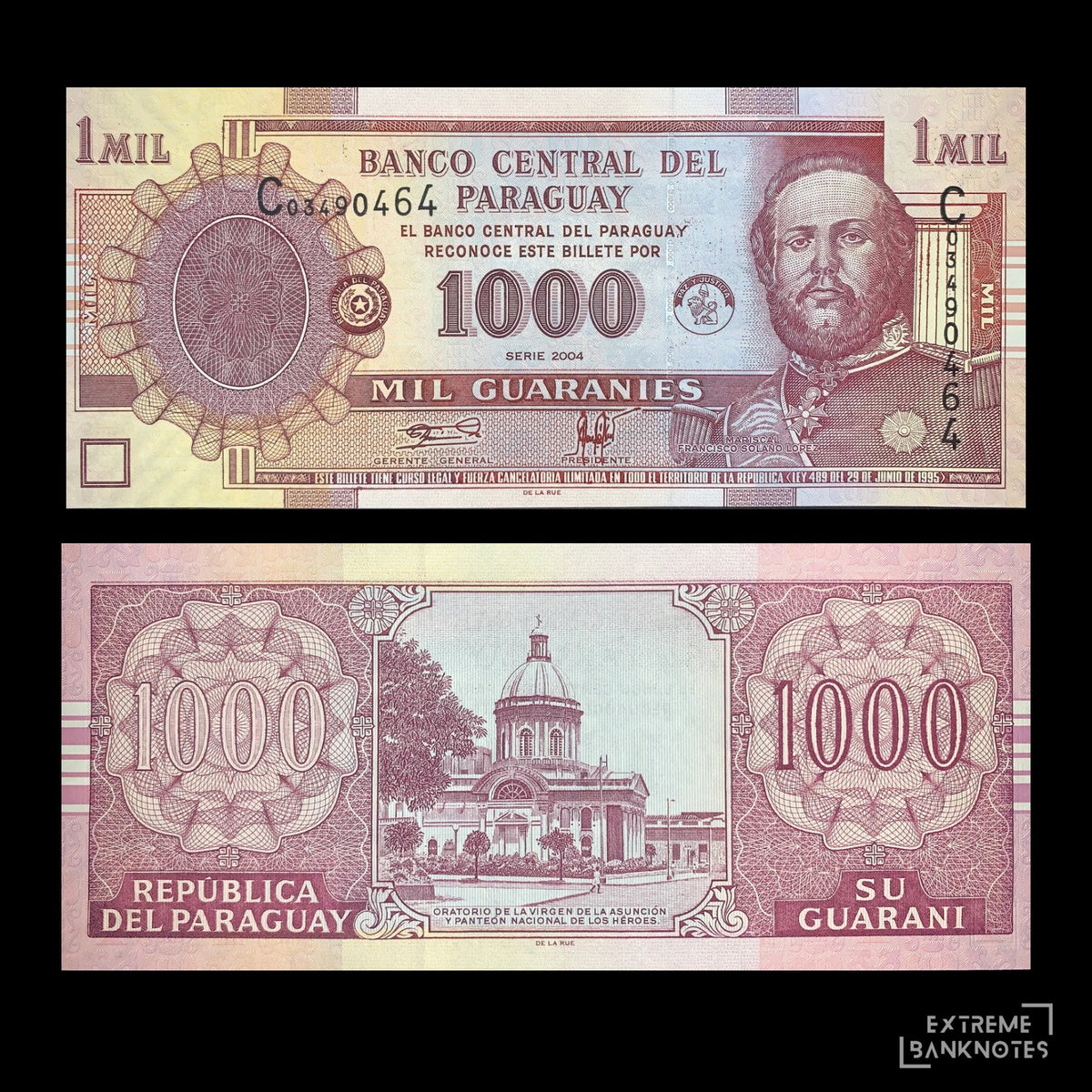 Paraguay 1000 Guaranies 2004 P-222a UNC – front and back