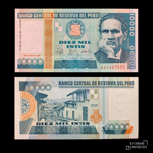 Peru 10 000 Intis 1988 P-140a UNC – front and back