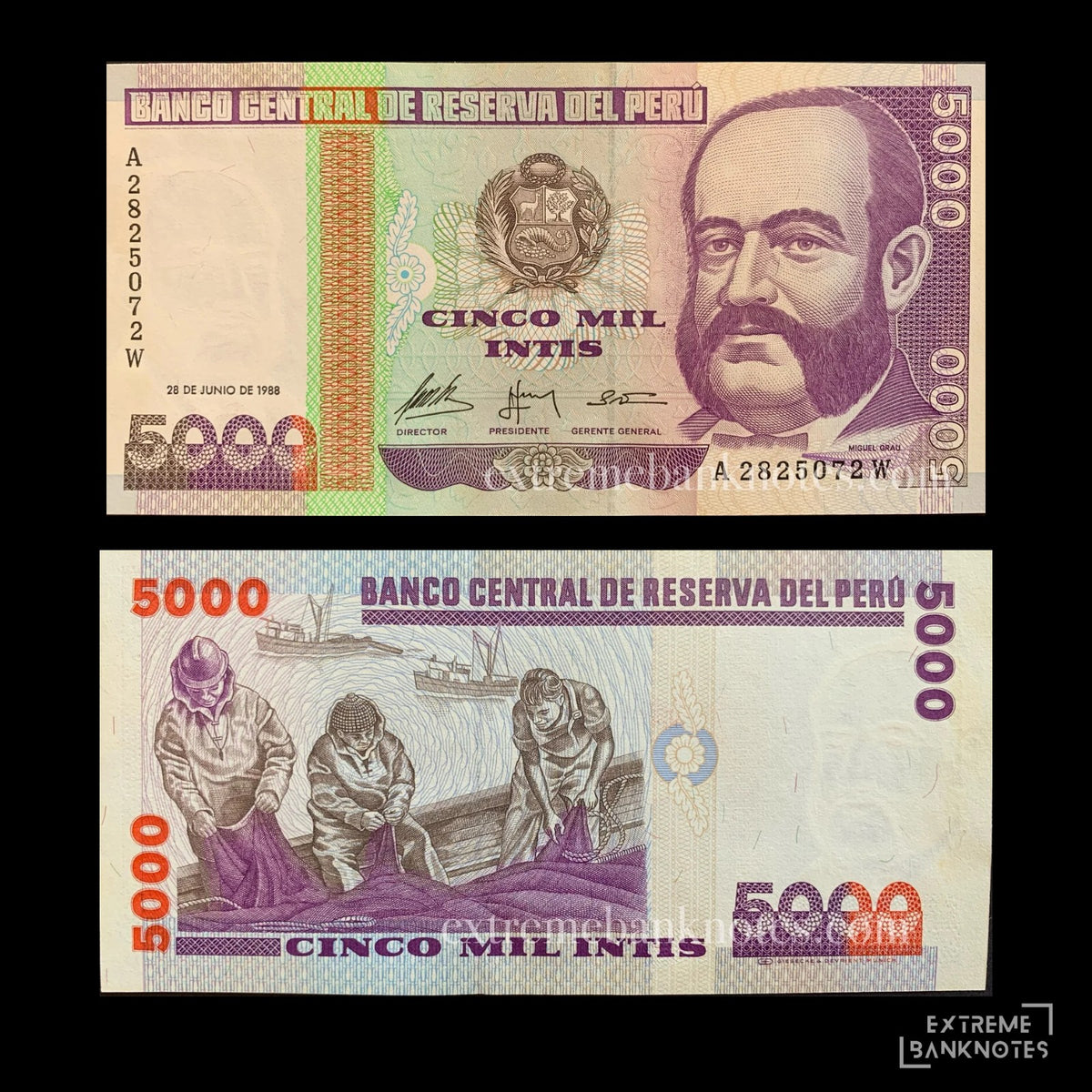 Peru 5000 Intis 1988 P-137 UNC – front and back