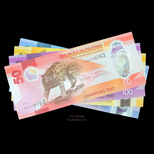 bundle of Philippines Piso banknote bundle on black background